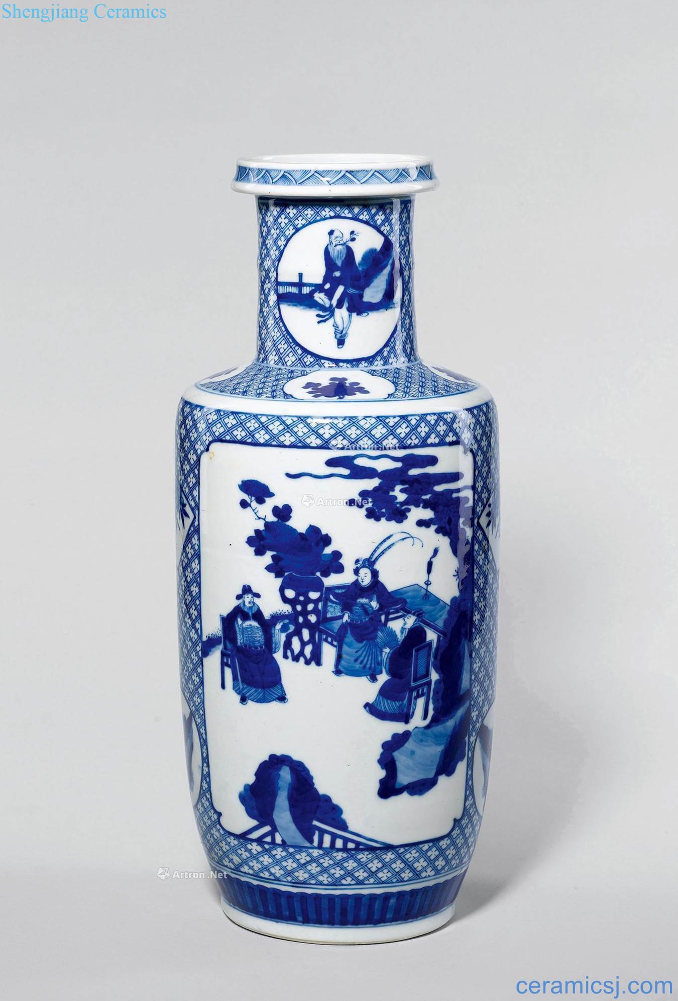 Guangxu dynasty blue and white window wooden stick