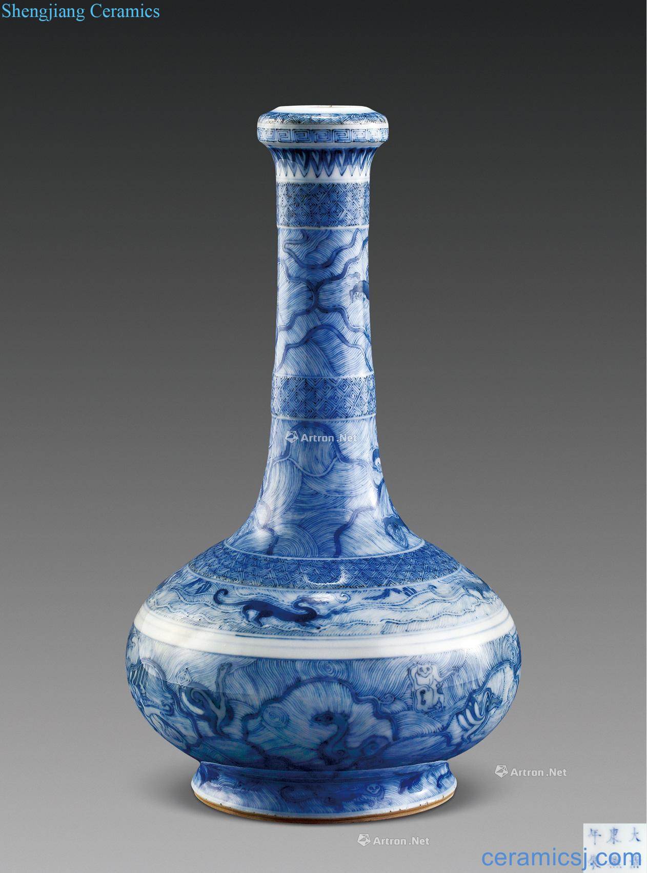The qing emperor kangxi Blue sea dragon bottle of garlic