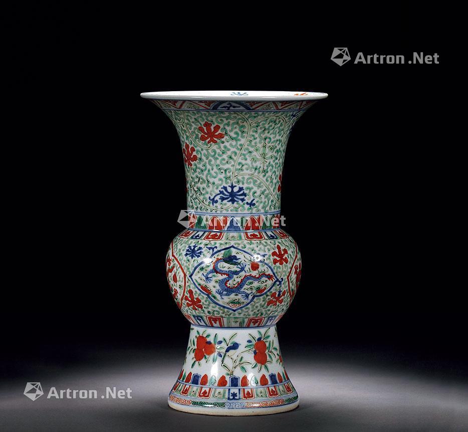 Ming Five dragon grain vase with flowers