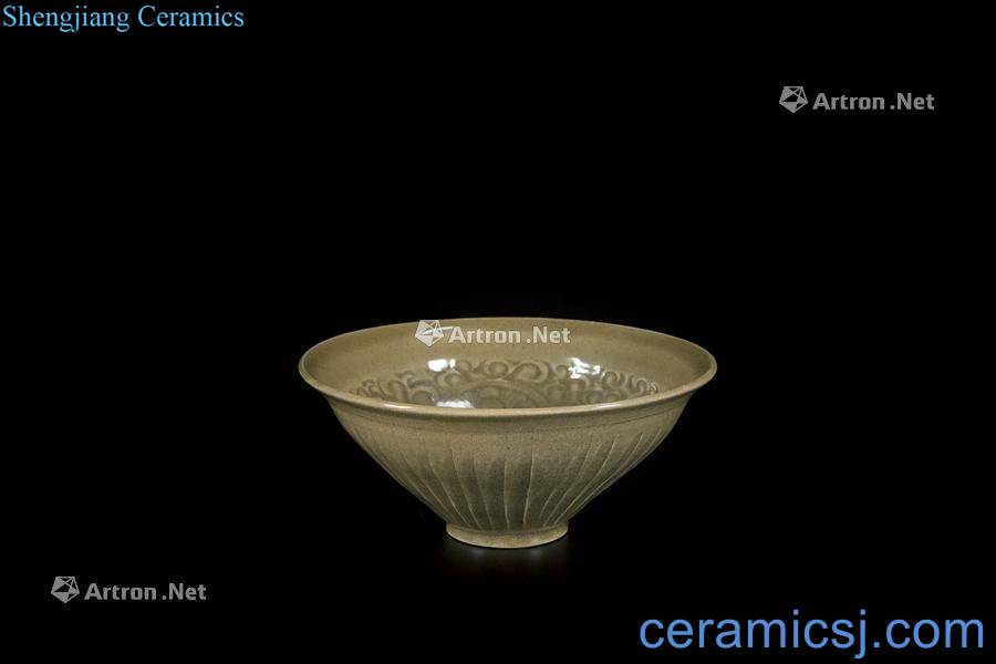 In the northern song dynasty yao state department your kiln  blue glaze flower grain big bowl