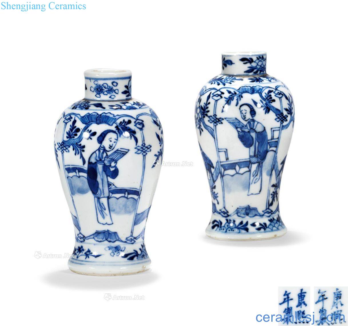 Stories of qing dynasty blue and white plum bottle (a)