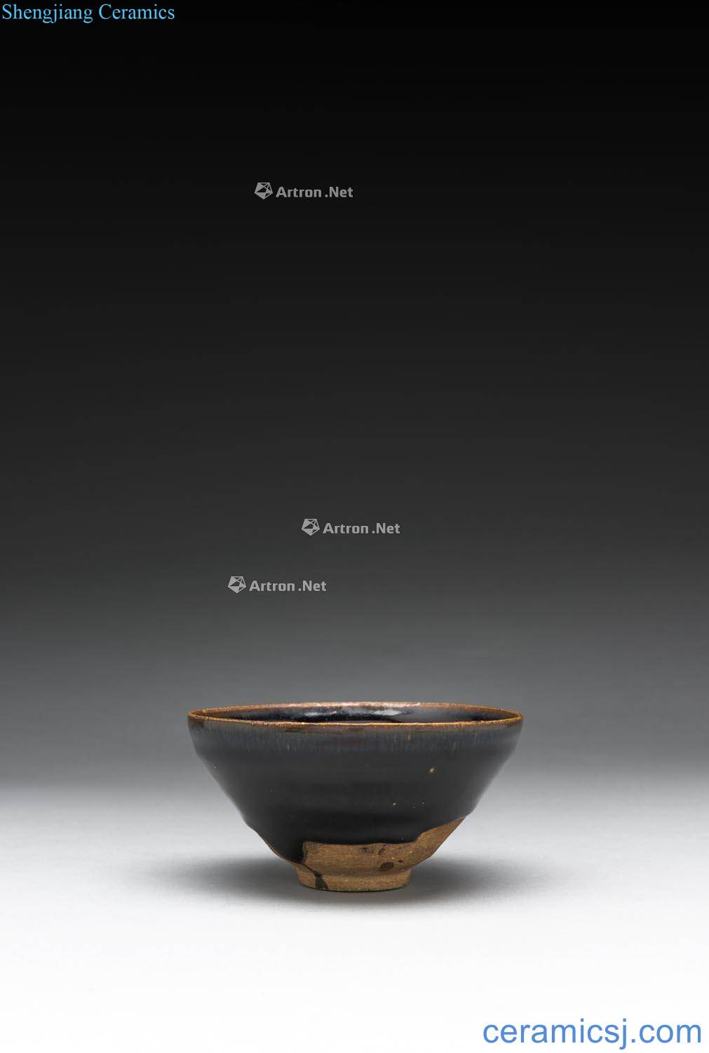 gold Huai ren kiln black glaze tea light