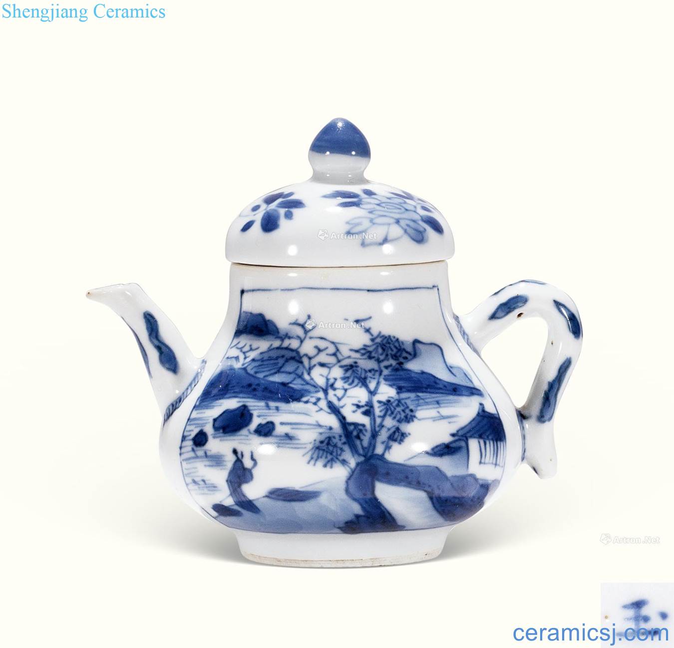 Qing porcelain medallion figure pear-shaped pot of landscape character