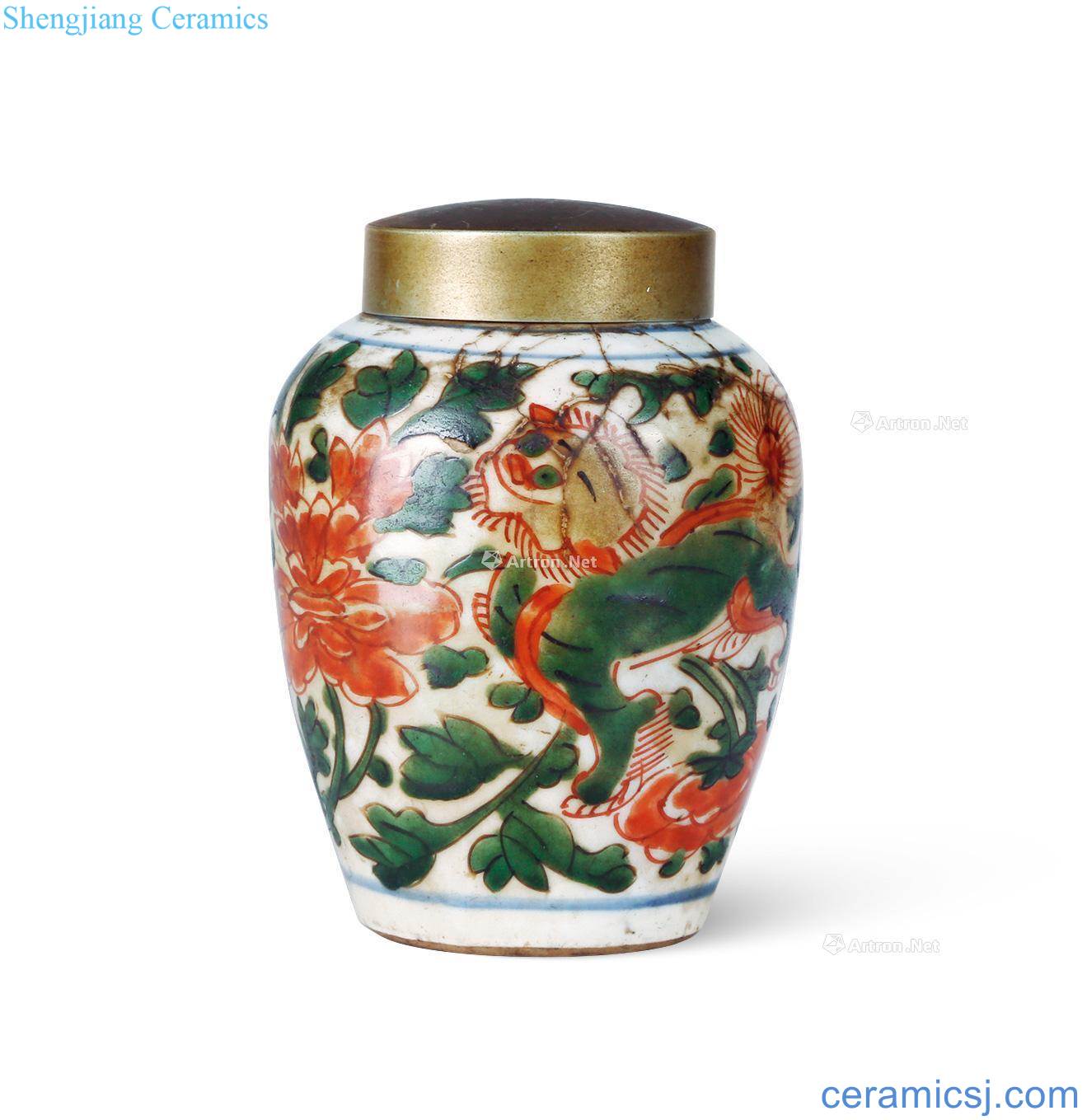 Ming wanli Wear scented tea into the colorful lion