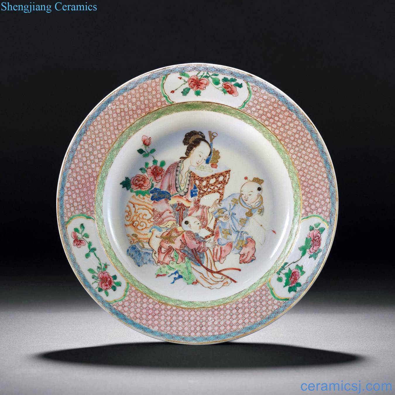 Qing yongzheng pastel YingXiWen plate