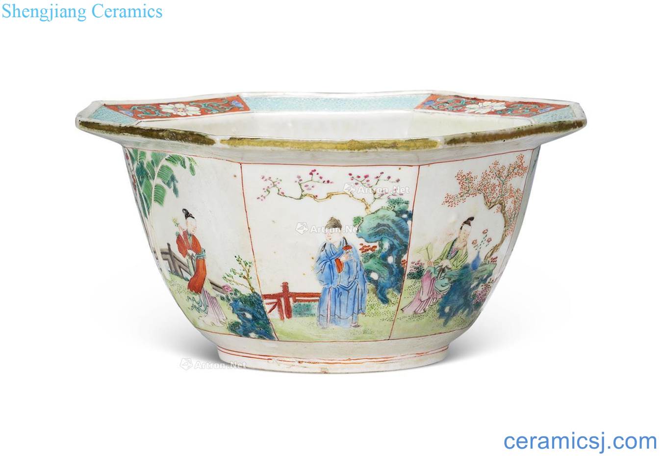 Qing qianlong pastel garden had eight side basin