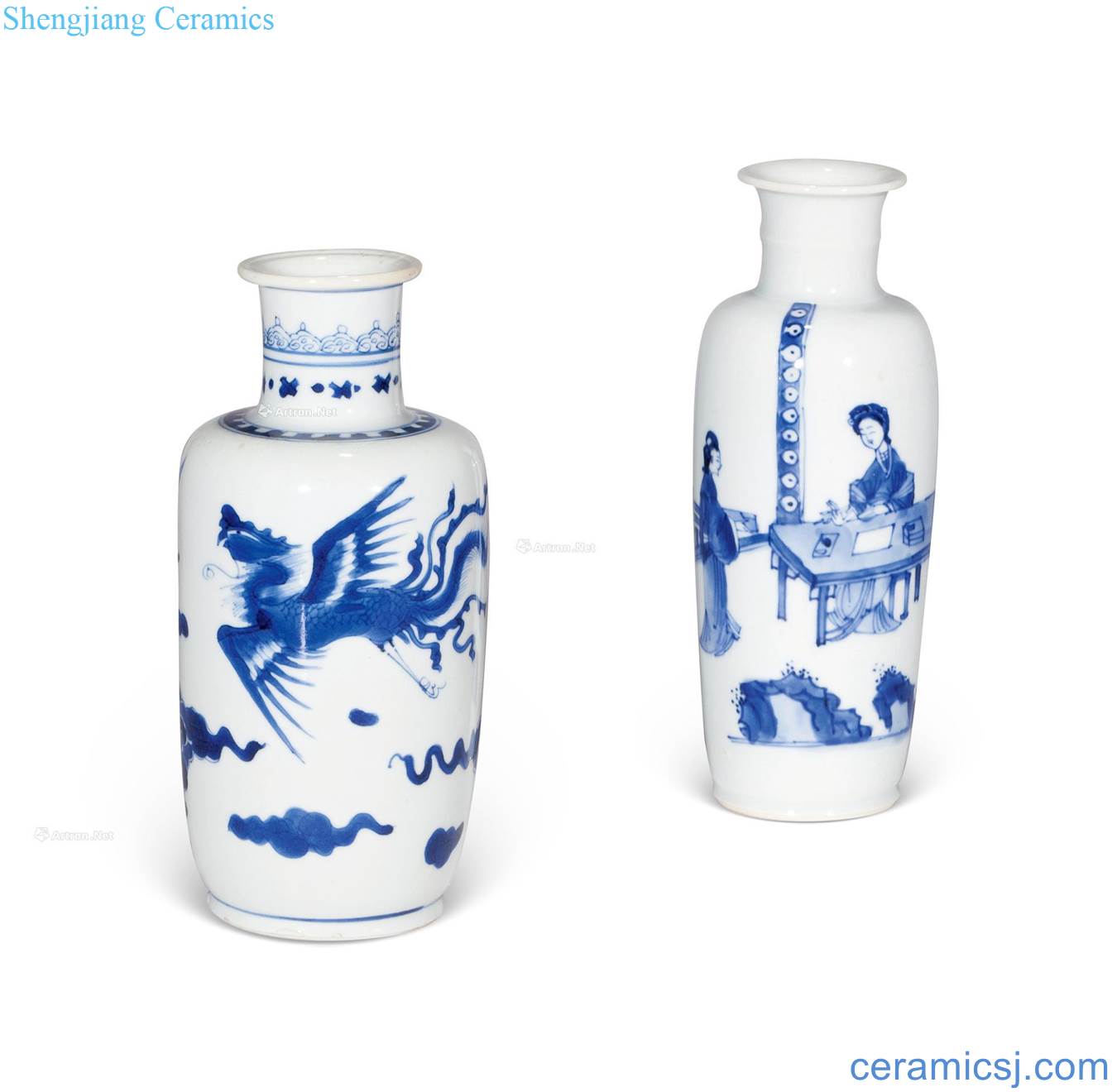 Stories of the qing emperor kangxi porcelain figure show, blue and white YunFeng grain wooden stick (2)