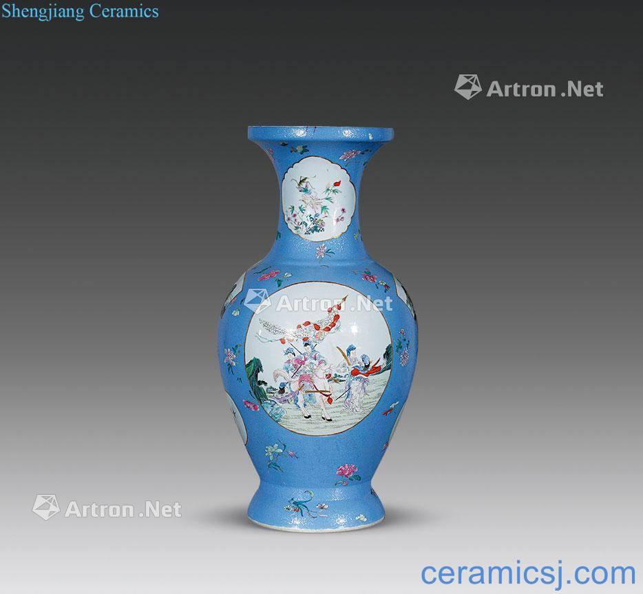 Qing qianlong rolled the medallion pastel dish buccal bottle