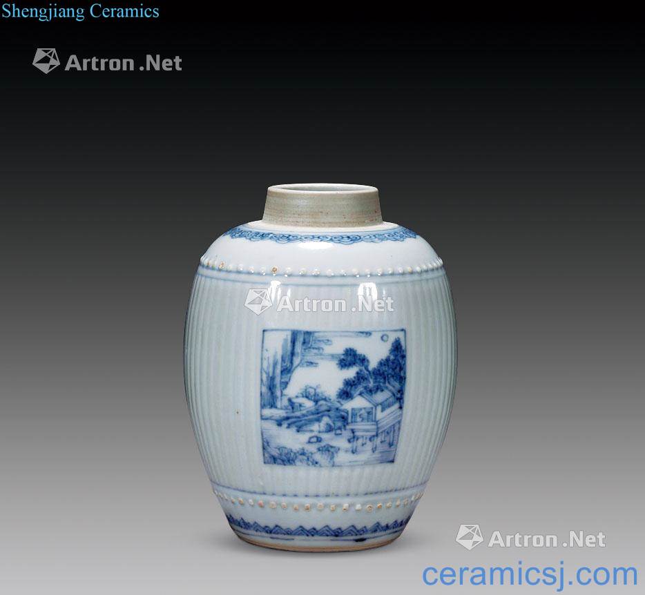 Qing dynasty blue and white coats medallion panasonic melon leng bottles