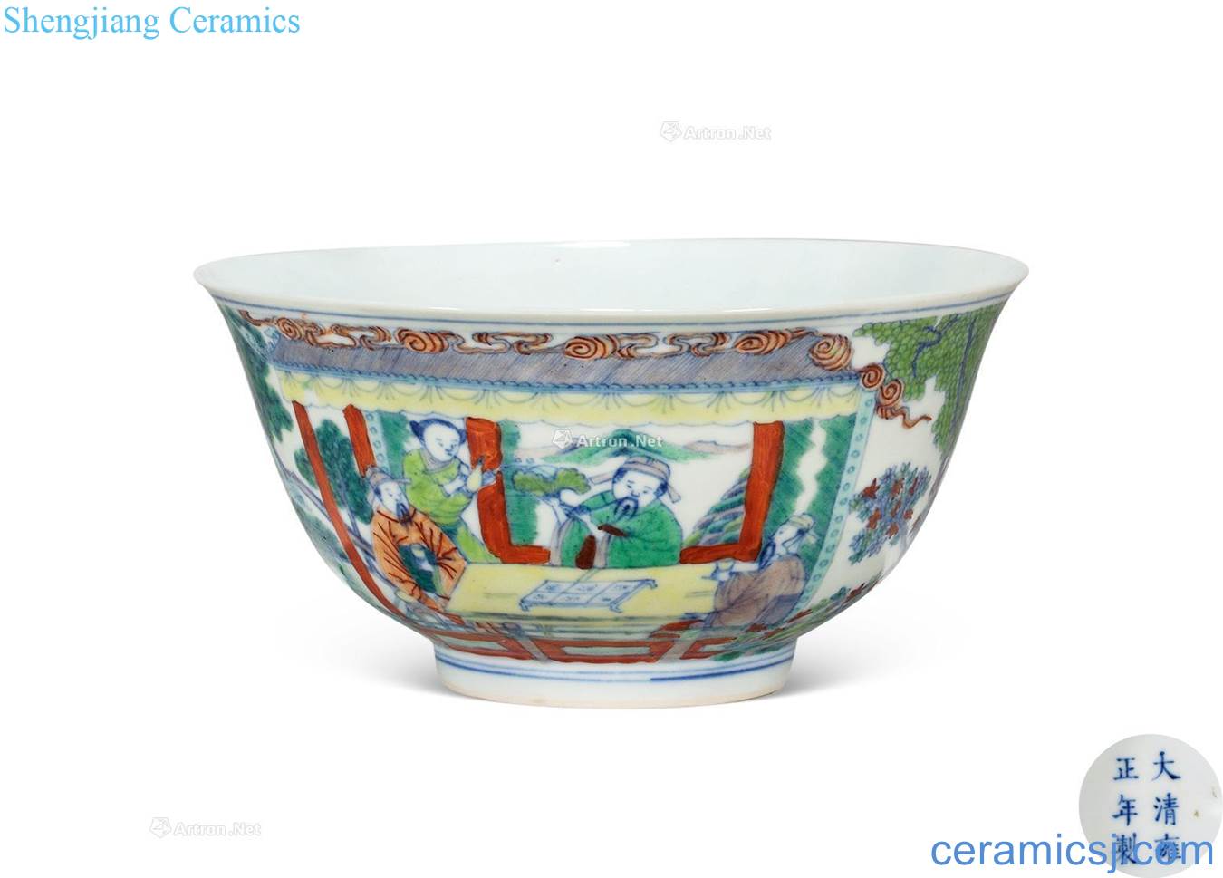 Stories of qing bucket color figure bowl