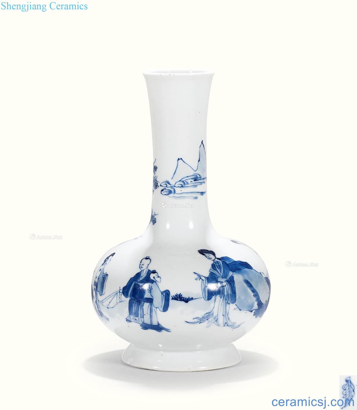Stories of the qing emperor kangxi porcelain flask