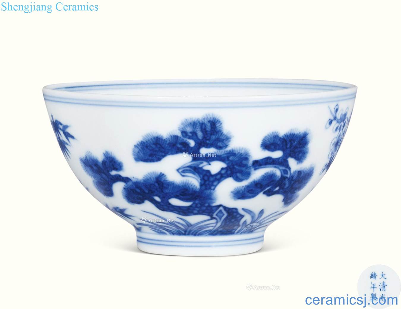 Qing guangxu Blue and white, poetic figure bowl