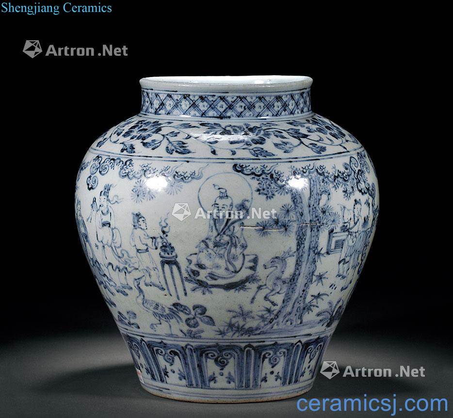 Ming blank period Stories of blue and white pot