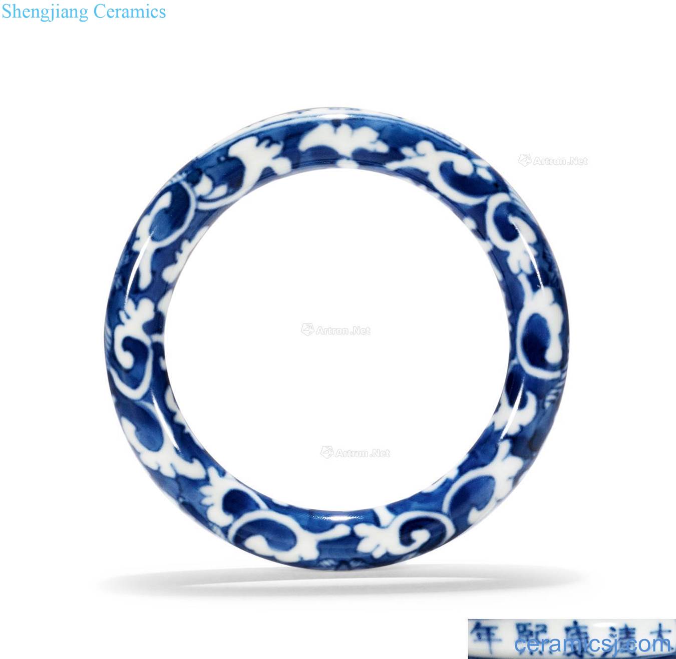 Qing dynasty blue and white flower tattoo bracelet around branches