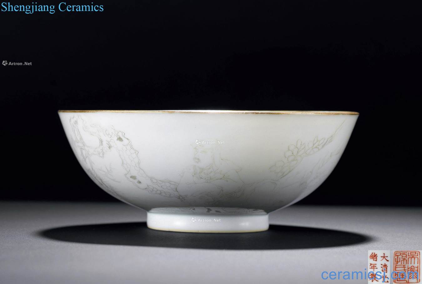 In the reign of qing emperor guangxu color ink alum red Gao Shitu bowl