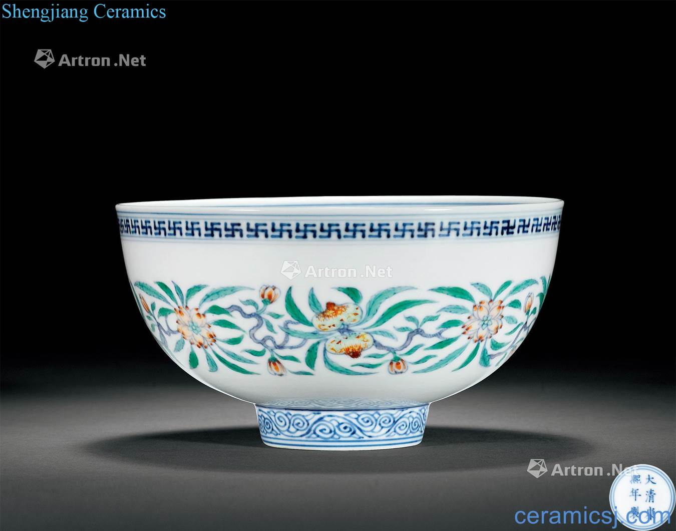 The qing emperor kangxi bucket colors branch flowers and plants "flower drum" mouth bowl straight