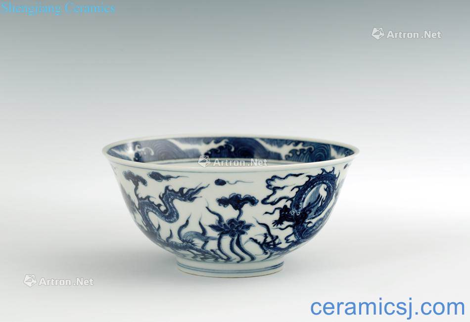 anonymous Ming xuande Blue sea dragon bowls