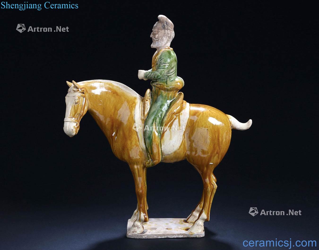 The tang dynasty Three-color conference semifinals figurines on horseback