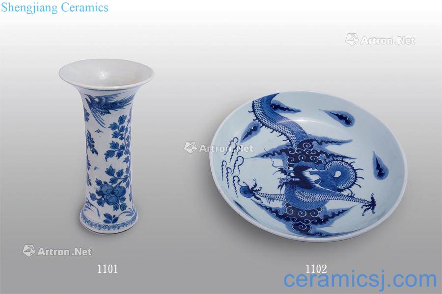 Yongzheng blue dragon pattern plate