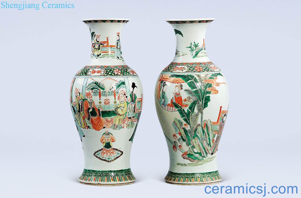 Stories of qing colorful figure goddess of mercy bottle (a)