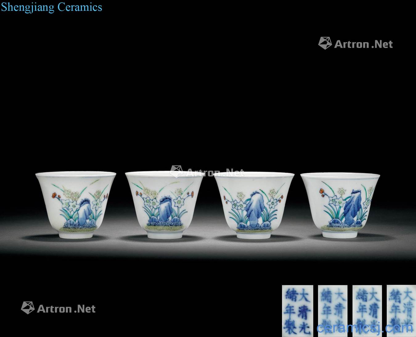 The bucket color flower grain reign of qing emperor guangxu cup (four)