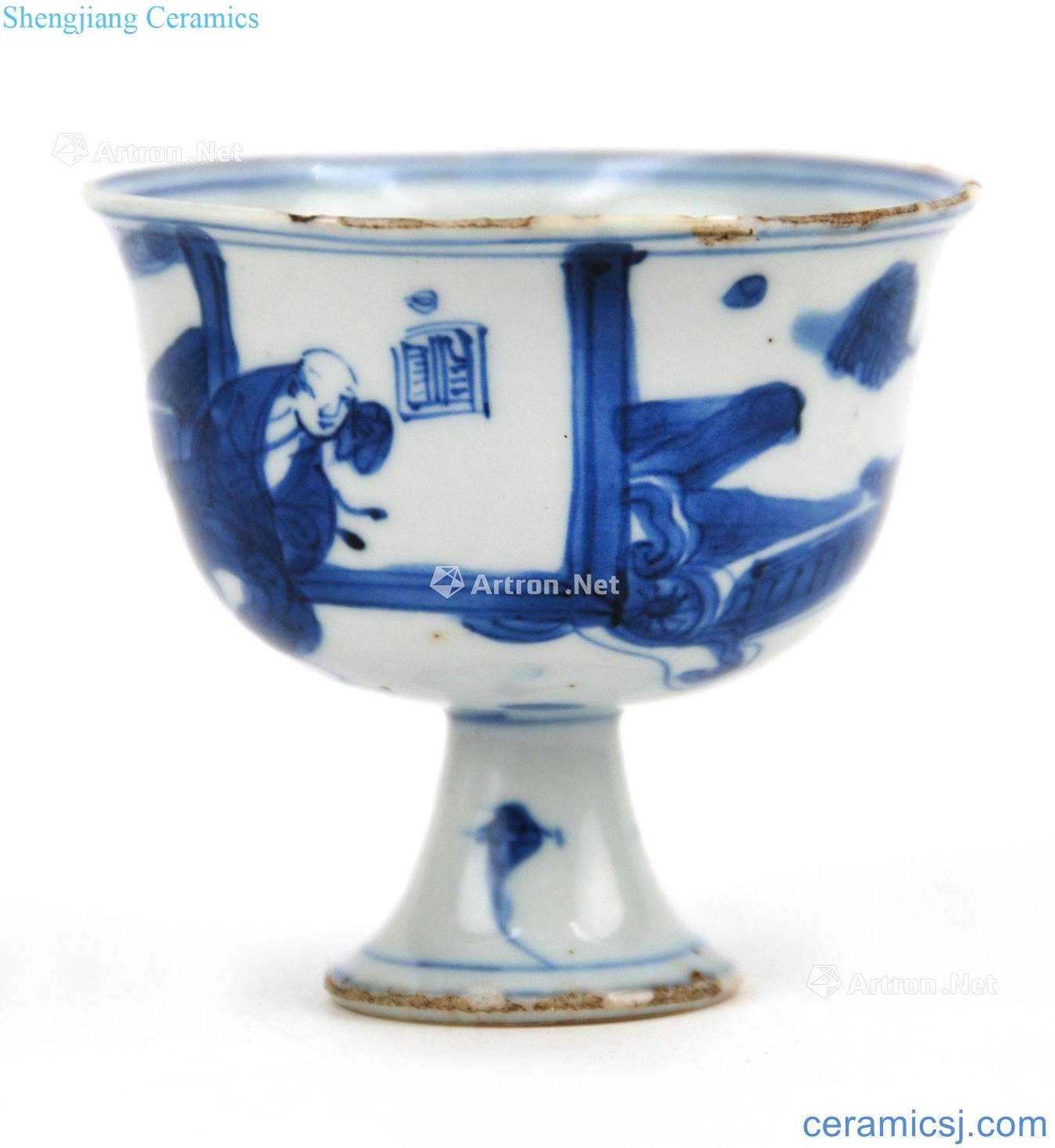 Ming (1368-1644) blue and white footed cup