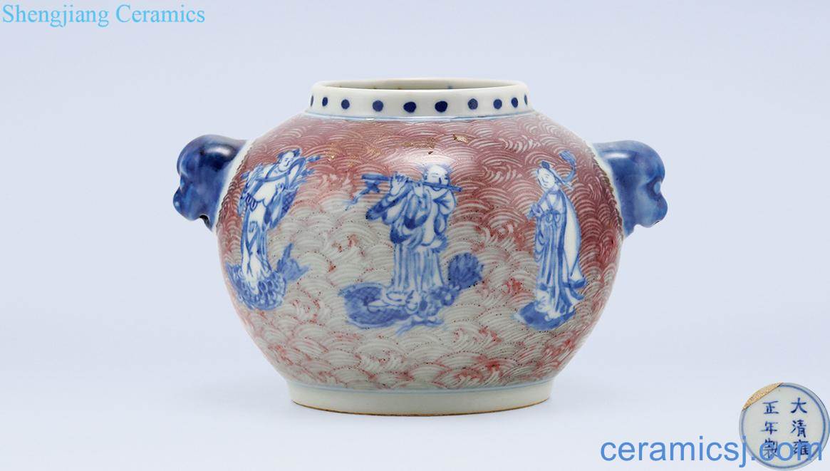 Qing dynasty blue-and-white youligong the eight immortals character canister