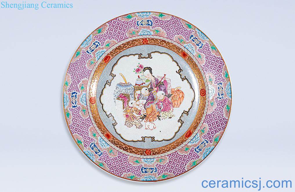 Qing yongzheng pastel ladies YingXiWen plate