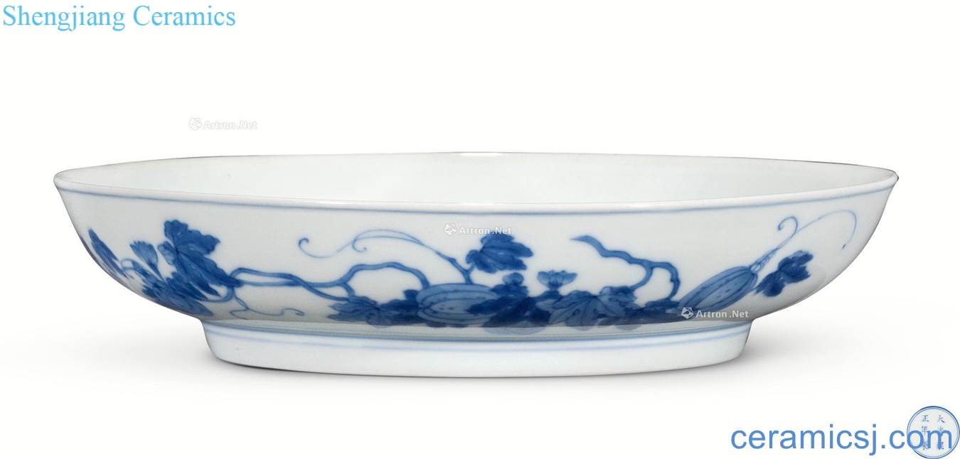 Blue and white the flourishing of descendants of qing yongzheng over the tray