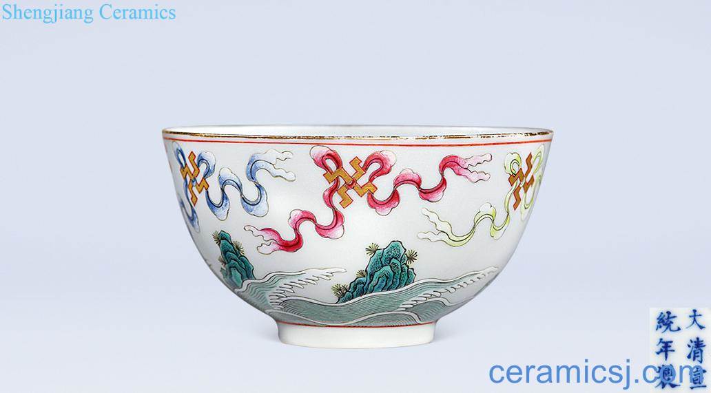 Qing xuantong Pastel jiangshan figure bowl ten thousand generations