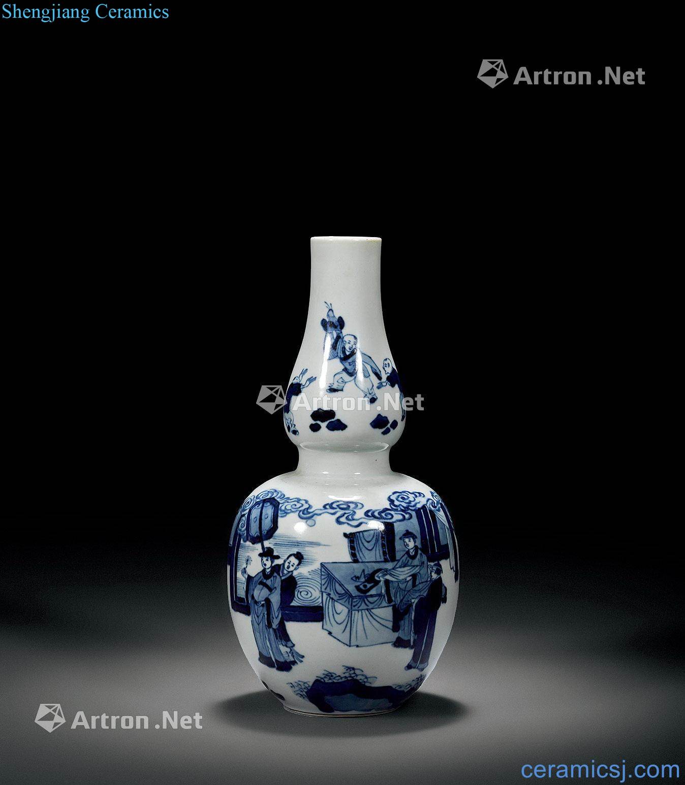 The qing emperor kangxi stories of blue and white gourd bottle