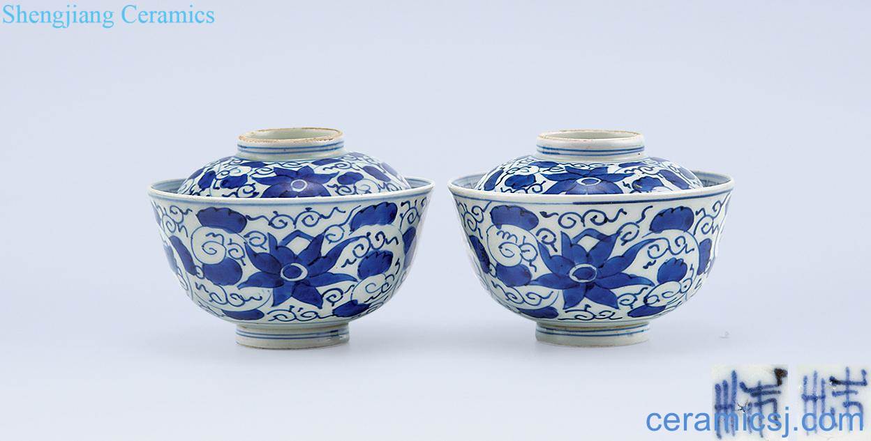 Qing dynasty blue and white flower grain tureen (a)