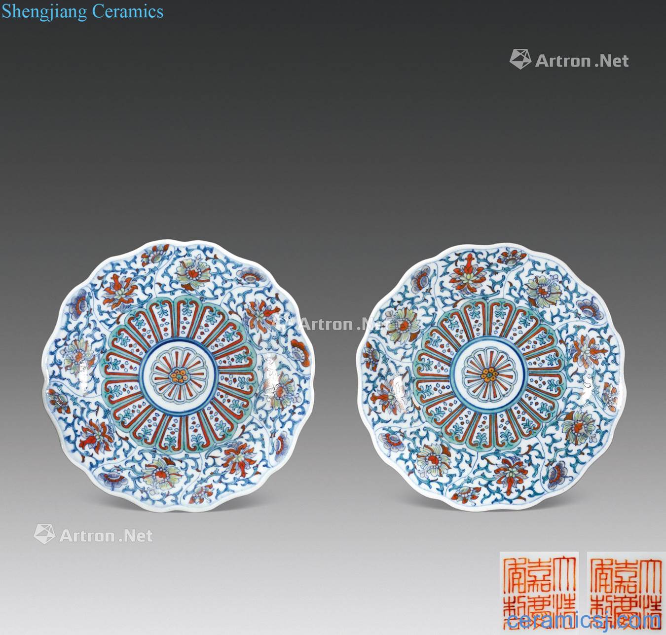 Qing jiaqing bucket color flower plate (a)