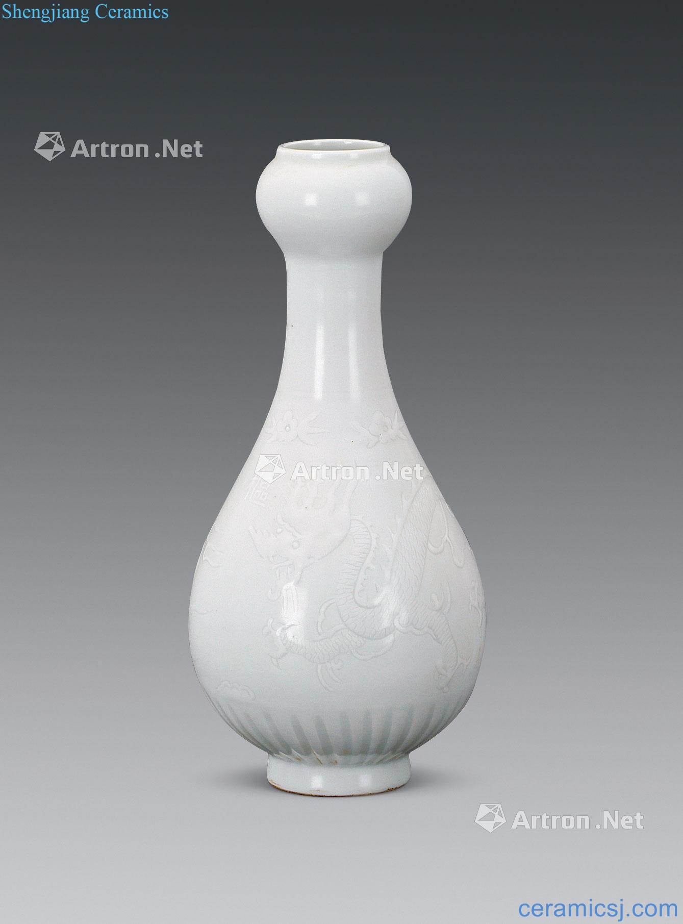yuan Pivot house printed glaze dragon garlic bottle