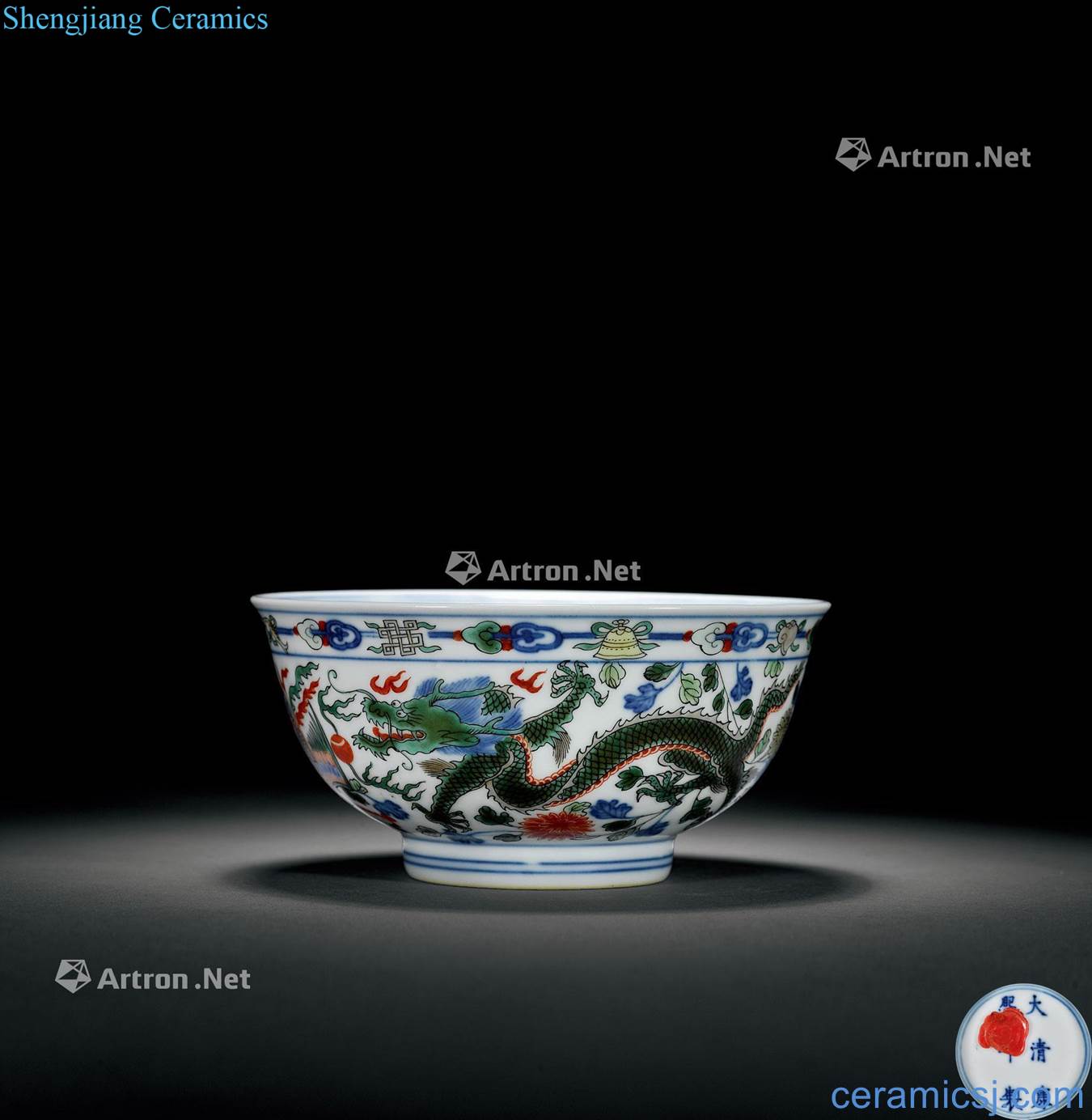 The qing emperor kangxi Five dragon grain bowl of blue and white