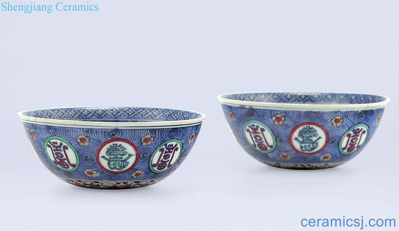The qing emperor kangxi Blue and white lie infant play flower drum foot bowl