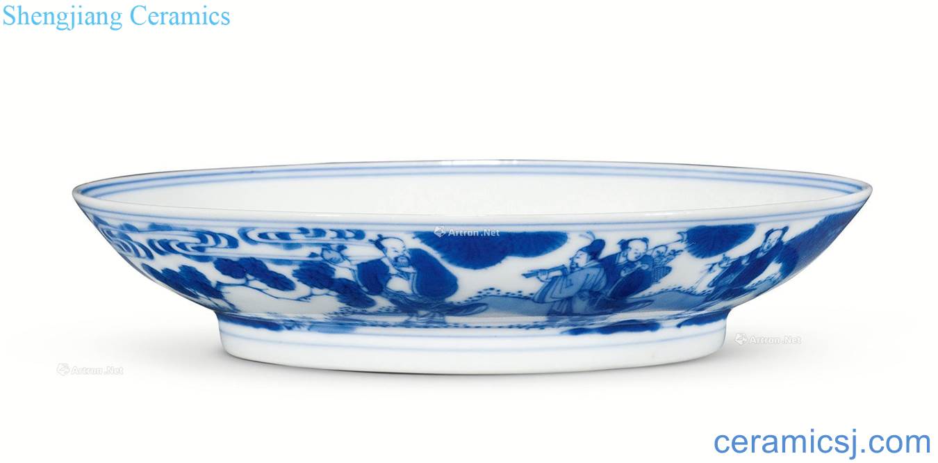 The qing emperor kangxi Blue and white the eight immortals birthday tray