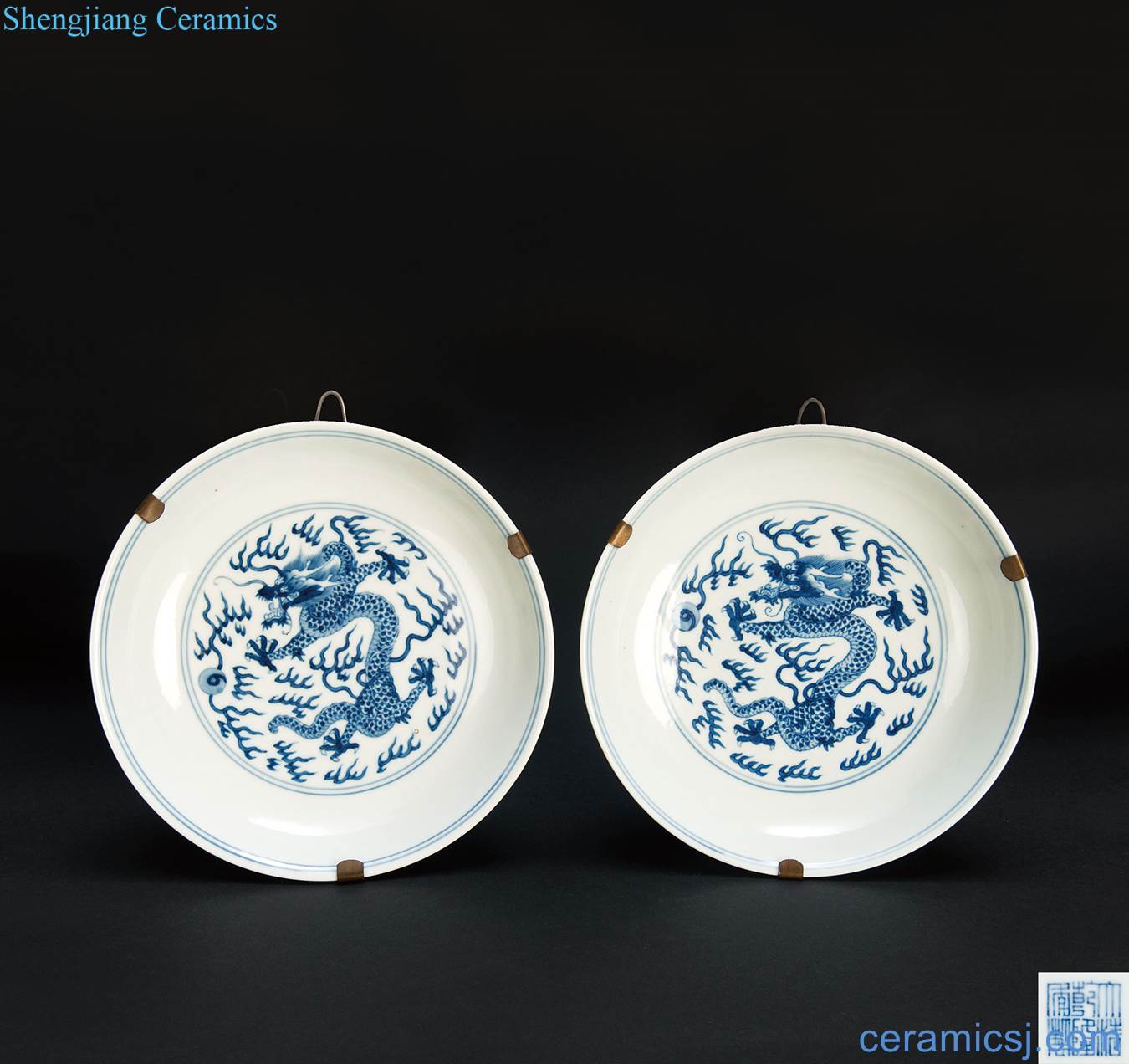 Qing qianlong Green petard pearl dragon plate (a)