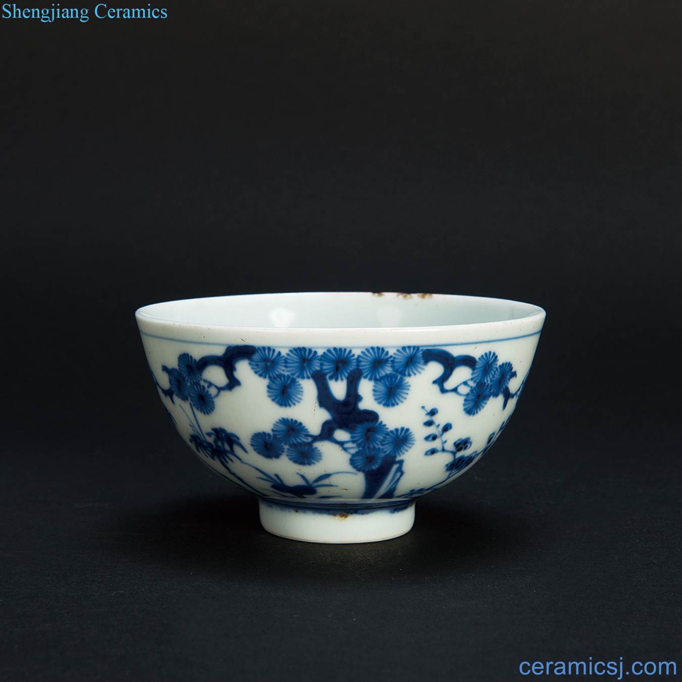 Qing yongzheng Blue and white shochiku MeiWen bowl (a)