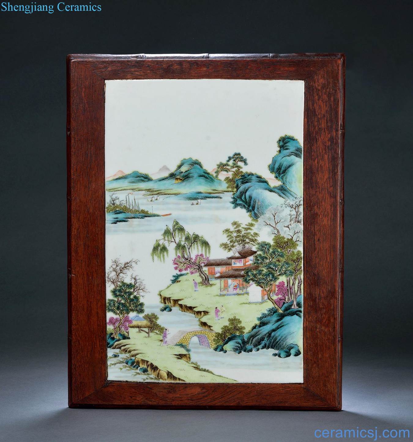 Pastel landscape character coats reign of qing emperor guangxu porcelain plate