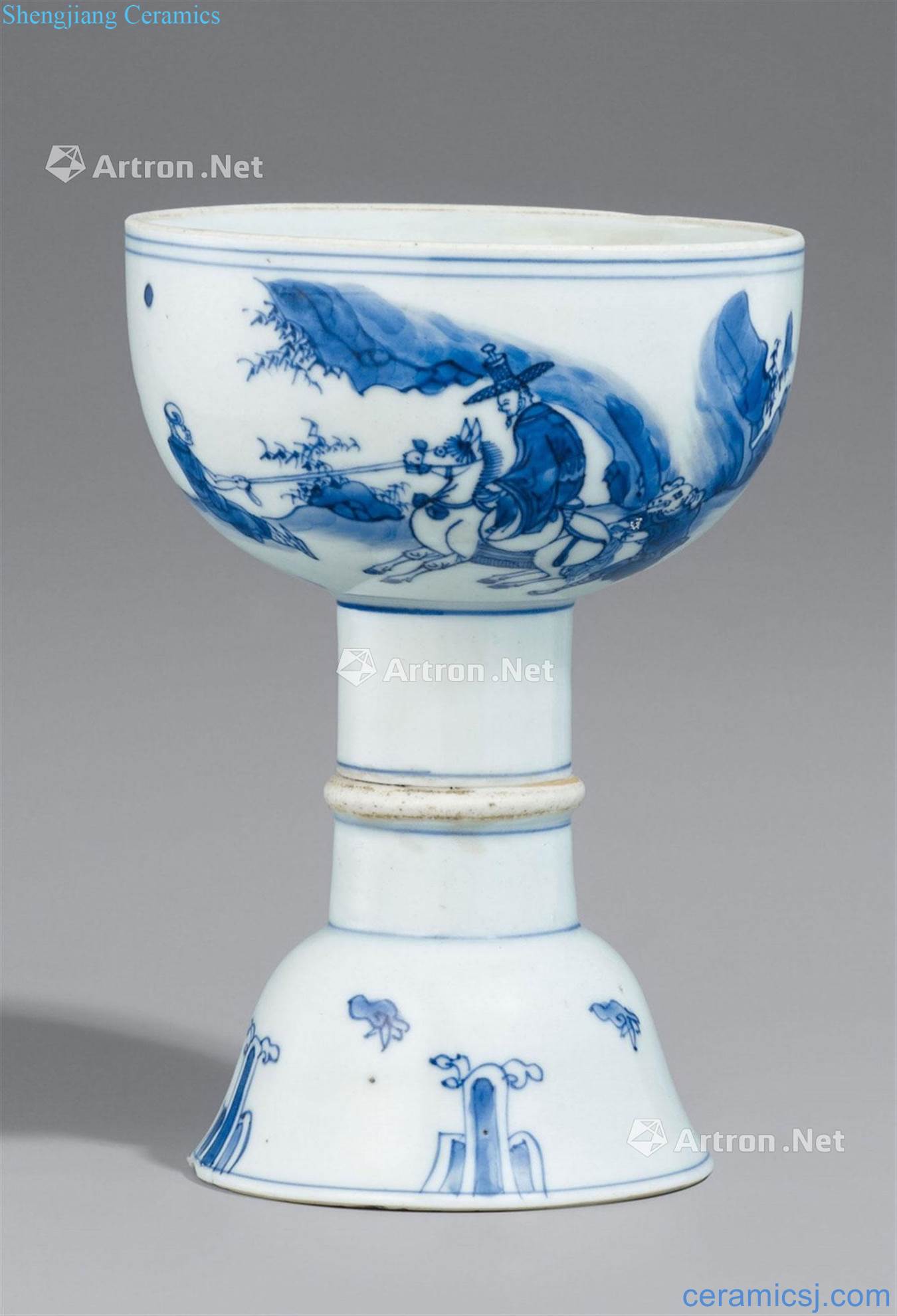 In the 17th century Blue and white figure best cup, journey to the west
