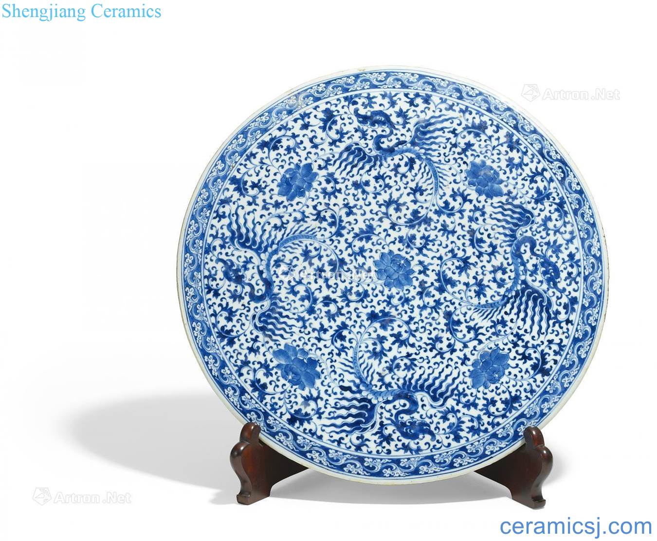 Qing dynasty in the 19th century Blue and white grain round porcelain plate
