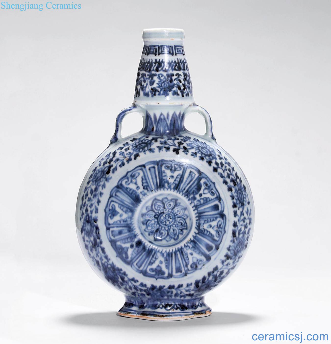 Ming dynasty Blue and white tie up branch flowers ears gourd bottle