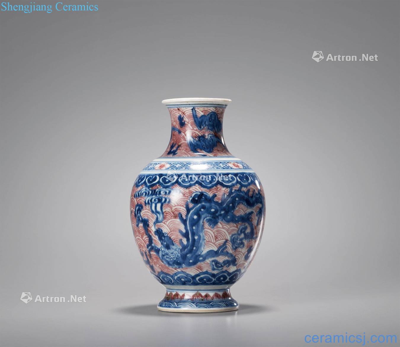 Mid qing Blue and white youligong YunLongWen statue of seawater