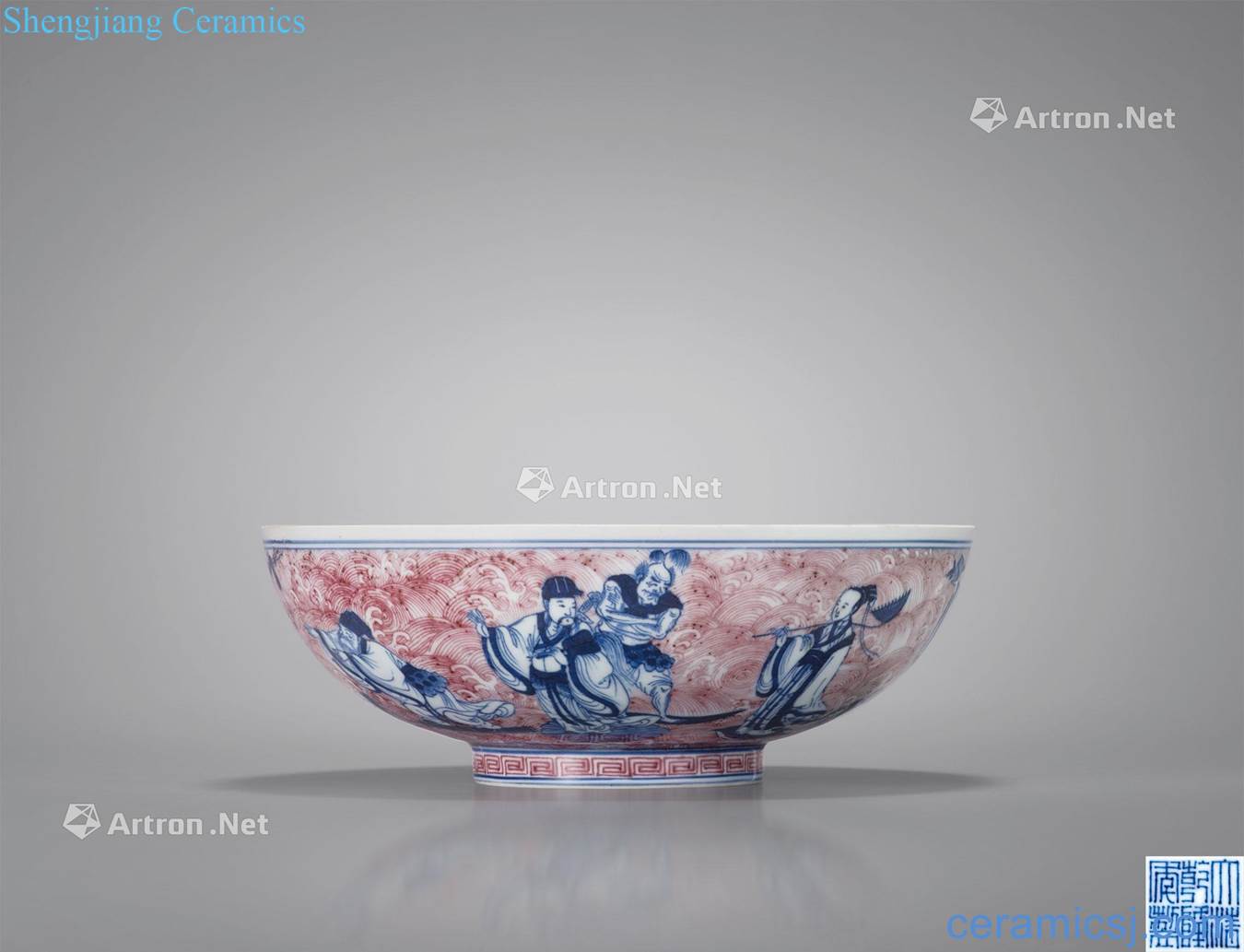 Qing qianlong Blue and white figure bowl youligong ensemble
