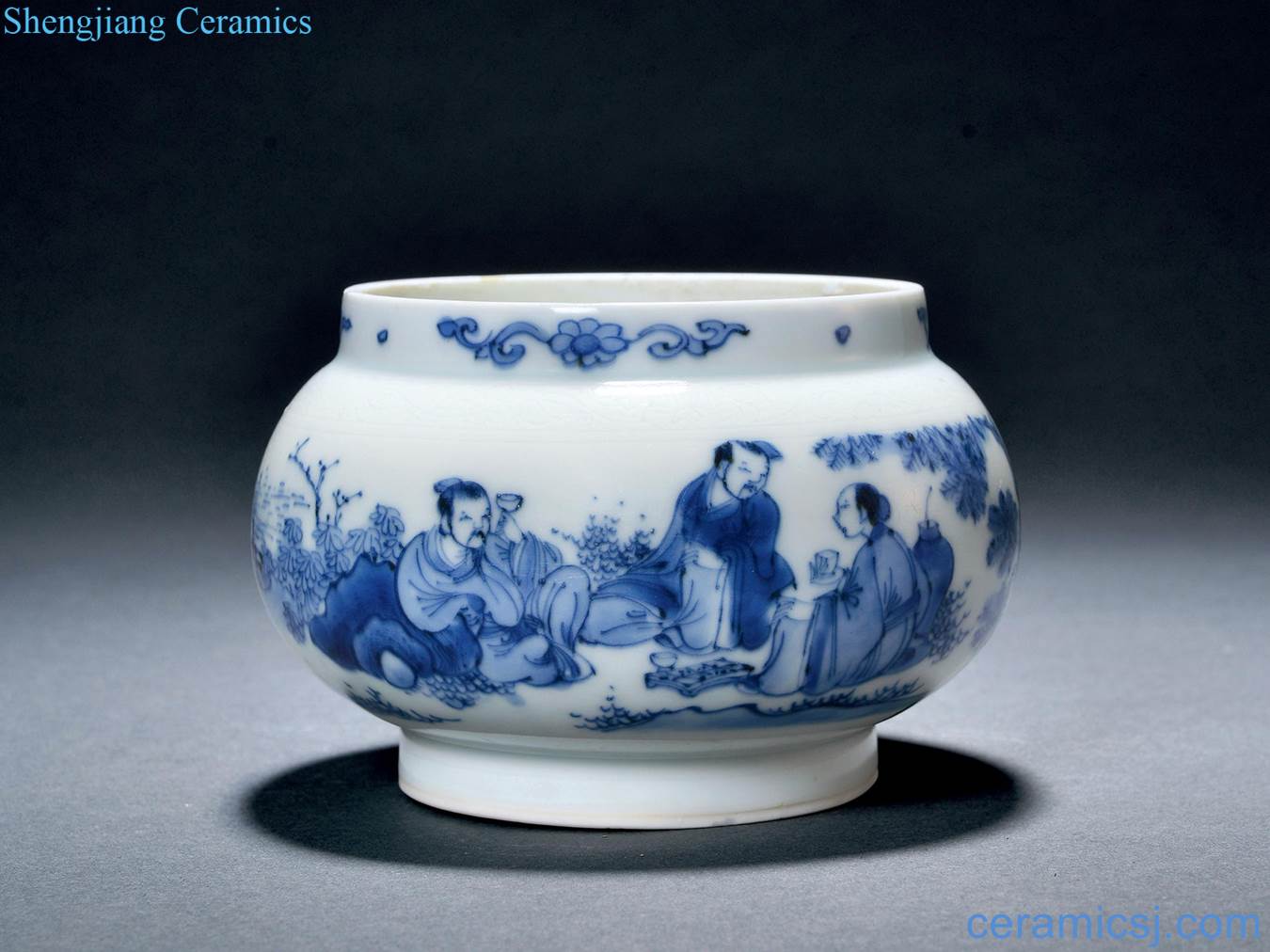 Ming chongzhen Blue and white coats characters go cans