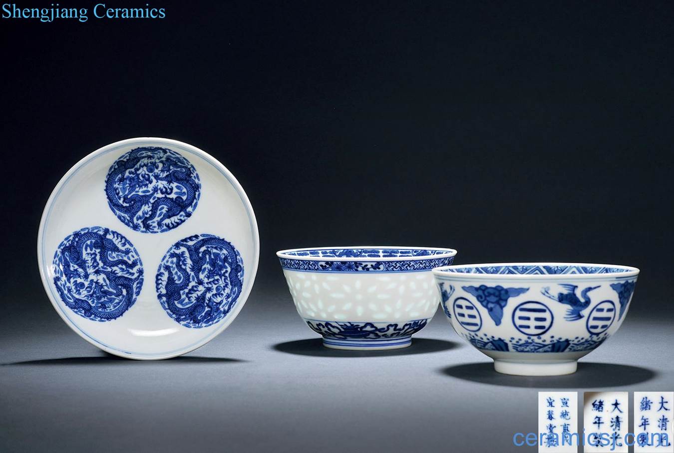- xuantong reign of qing emperor guangxu Blue and white dragon, James t. c. na was published, mass of longpan, bowl (three)