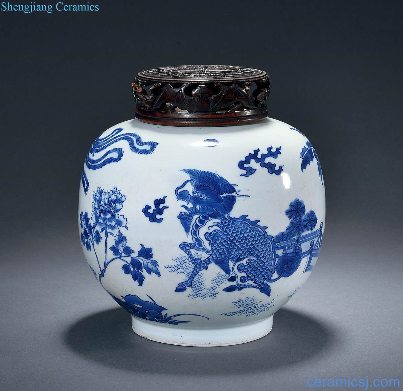 Ming chongzhen Kirin phoenix can blue and dark