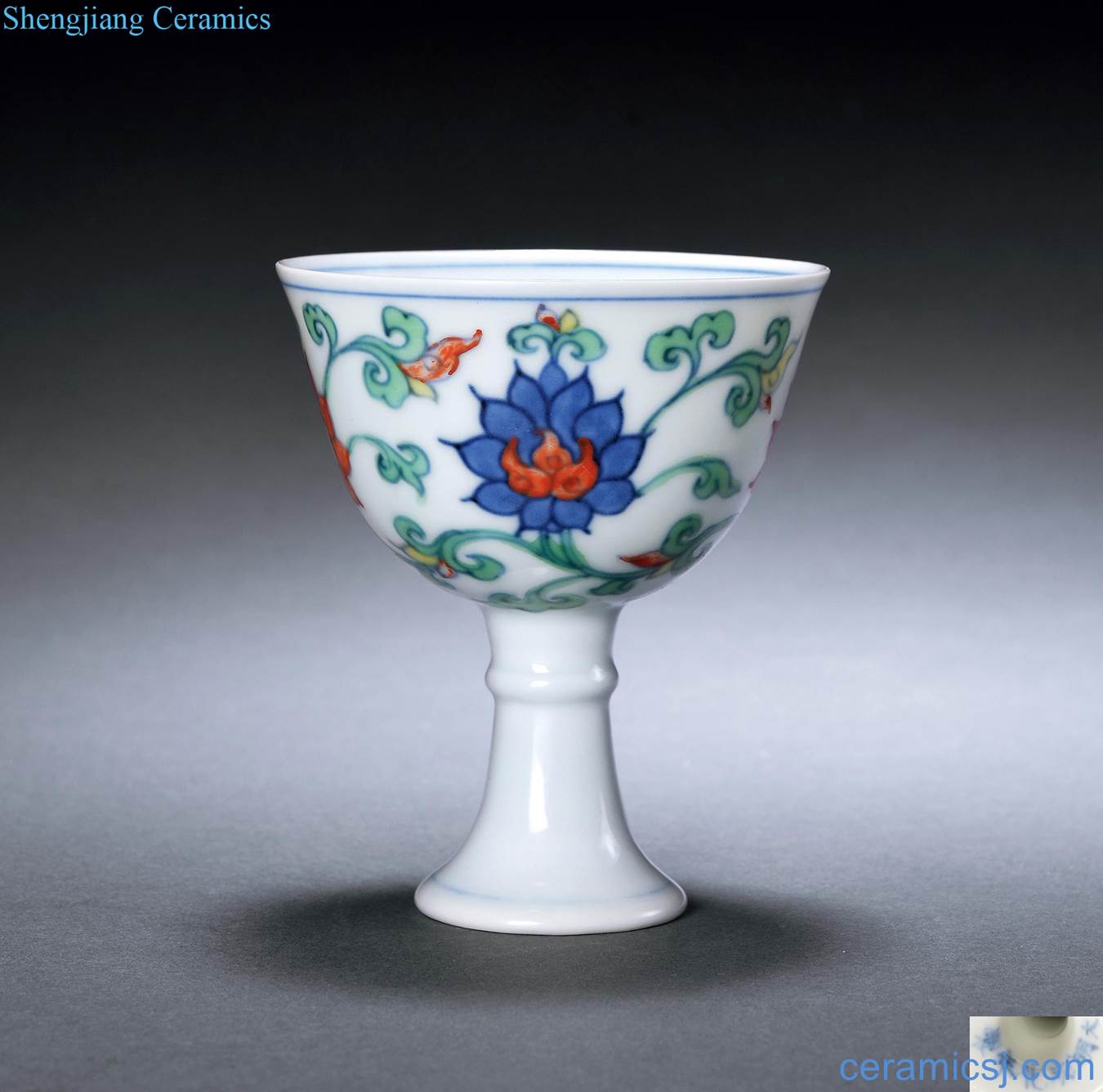 in Dou colors branch lotus footed cup