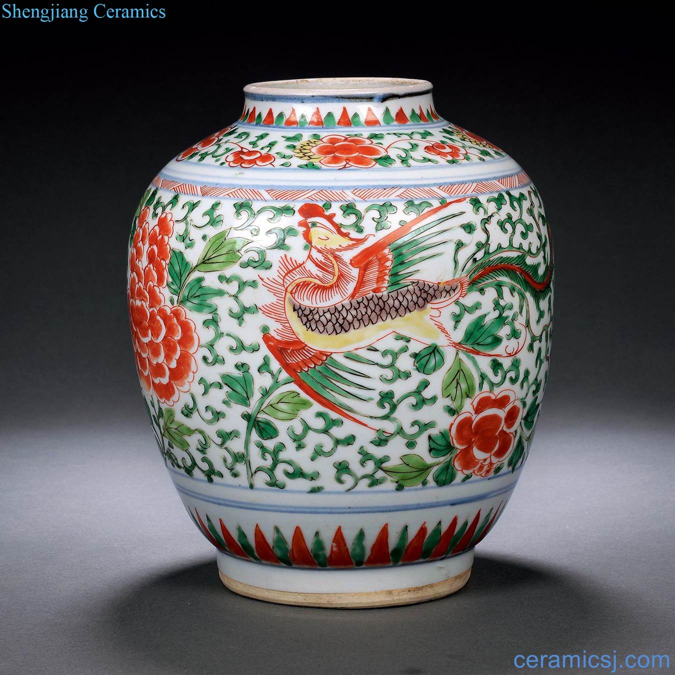 The qing emperor kangxi Colourful feng wear peony grains cans